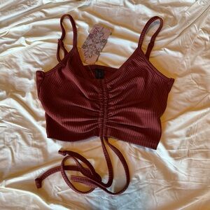 NWT Valija Ribbed Tie Front Tank Top